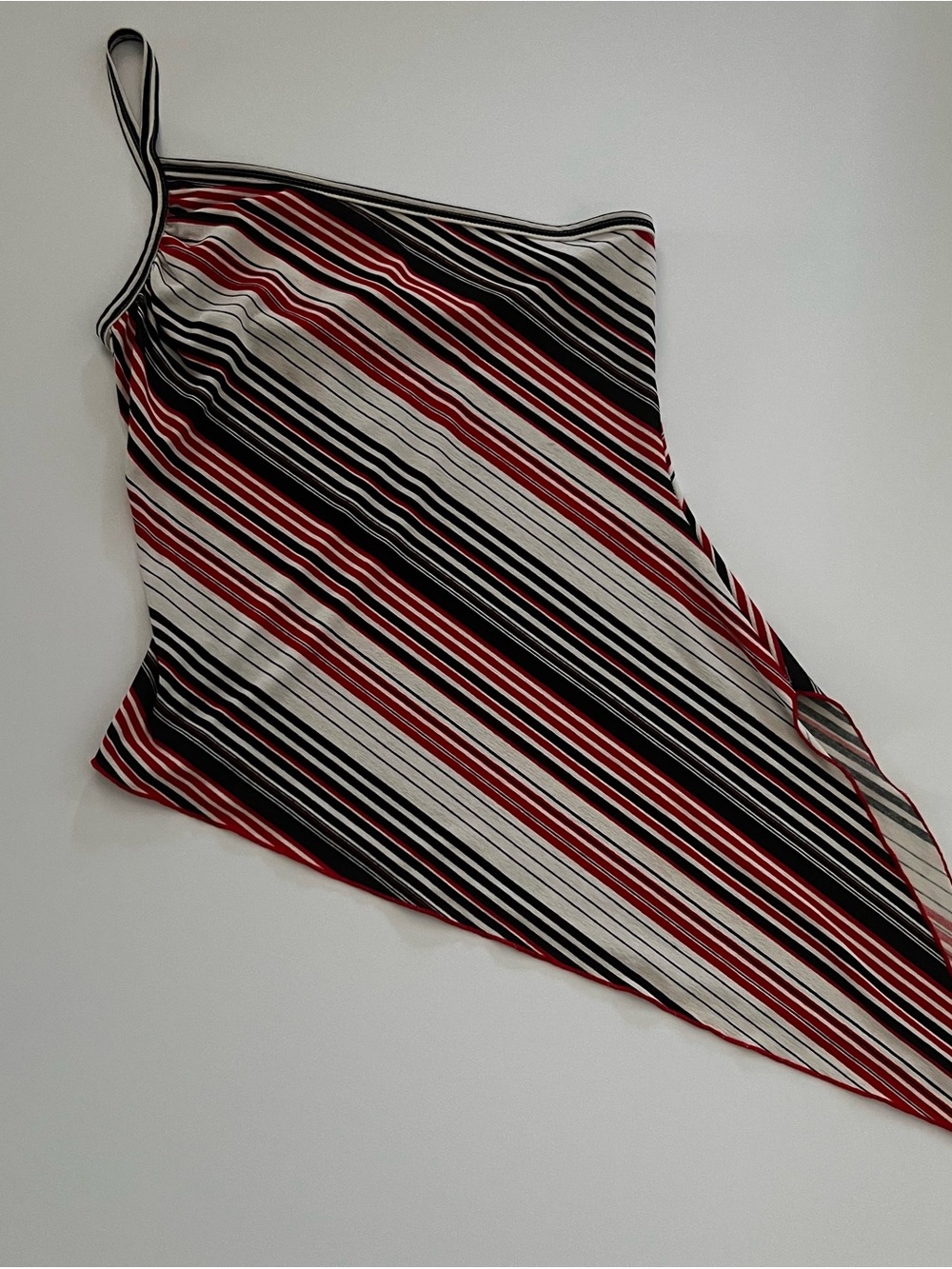 Kiss & Tell Y2K Diagonal Stripe One-Shoulder Top - M